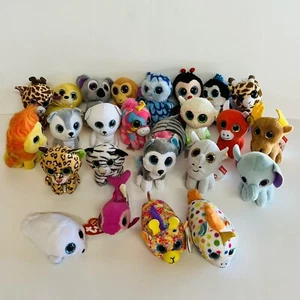 TY Mini Beanie Babies Lion Seal Dogs Fish Bull Monkey Penguin Koala Lot 25 - Picture 1 of 9