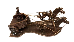 WHOLESALE Roman Chariot Bronzed Miniature Sculpture Metal Figurine Made in Italy - Picture 1 of 3