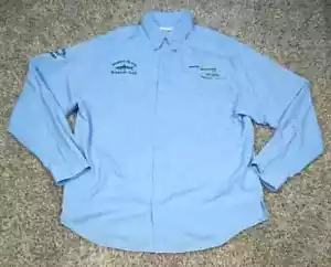 Columbia Shirt Mens Large Blue PFG Fishing Button Down Performance Omni Shade - Picture 1 of 9