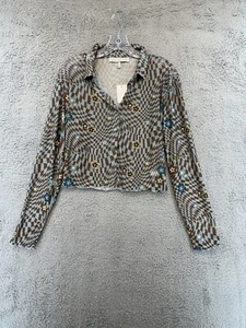 Neu Damen Versona Geo-Blumen transparent Knopfleiste L/S Top Größe Large Boho-Stil - Bild 1 von 21