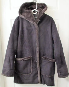 JONES NEW YORK Women's Jacket (S) Brown Faux Suede with Sherpa Lining - Hooded - Bild 1 von 9