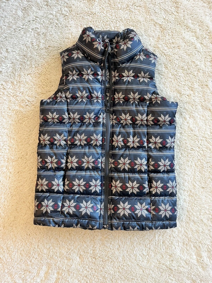 Chaleco acolchado antiguo azul marino para niñas vacaciones invierno copo de nieve talla M 8 Foto 1 de 1