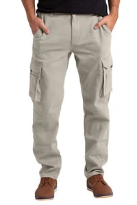 Men's Flex Cargo Trousers Heavy Duty Stretch Casual Pants - Picture 1 of 33