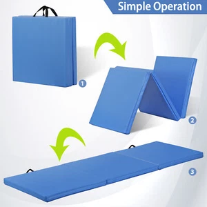 6' Folding Mat Thick Foam Fitness Exercise Gymnastics Panel Gym Workout Blue - Picture 1 of 24