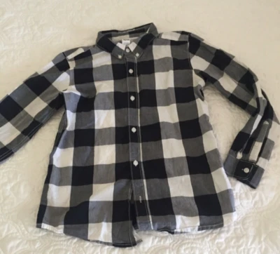 Carter's Boys Sz 14 Shirt Black White Check Long Sleeve Button-Up School Skater - Image 1 of 4