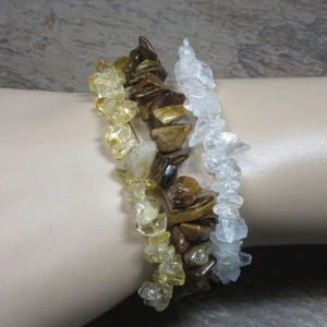 3 Gemstone Chip Bracelets - Stretch - Crystal Healing -  Fast Free US Shipping - Picture 1 of 2