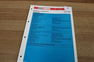 Yamaha RD200DX 1E8 1980 Inspektionsblatt Daten und Füllmengen xz1899 - Picture 1 of 1