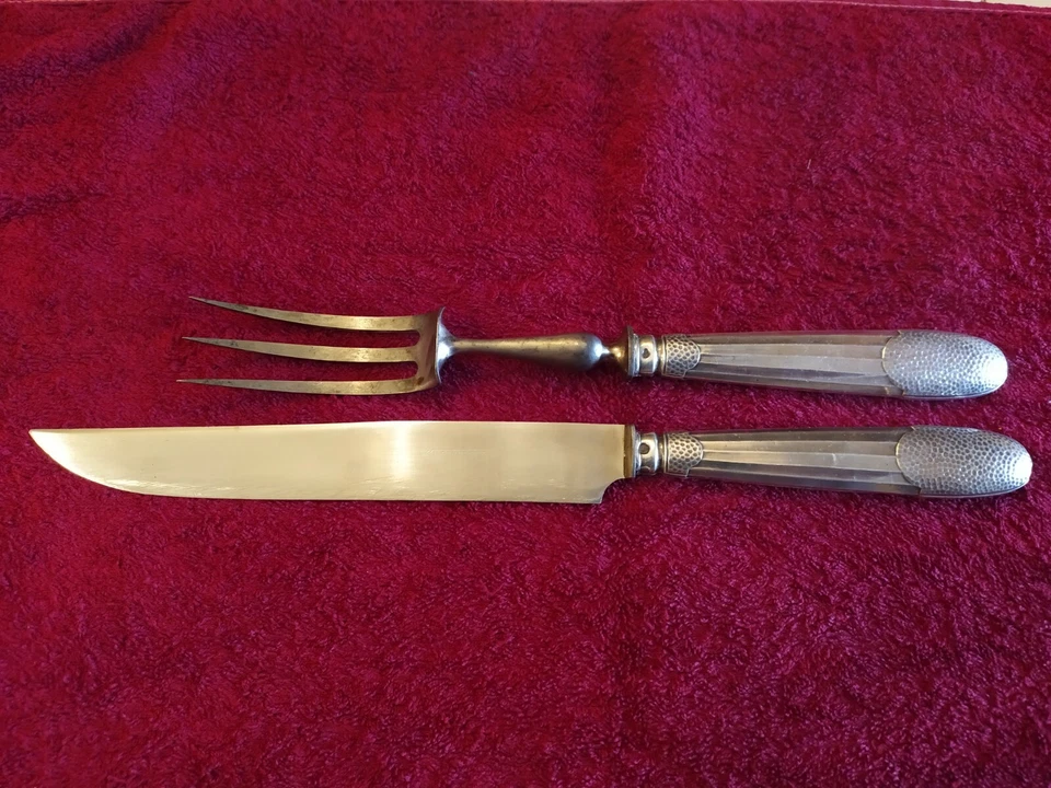  Service à Découper Art Déco Argent Massif Minerve , Ancien 1930 . - Photo 1/4