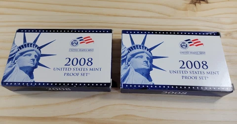 Lot of 2 - 2008-S United States Mint Proof Sets President Dollars State Quarters Cover