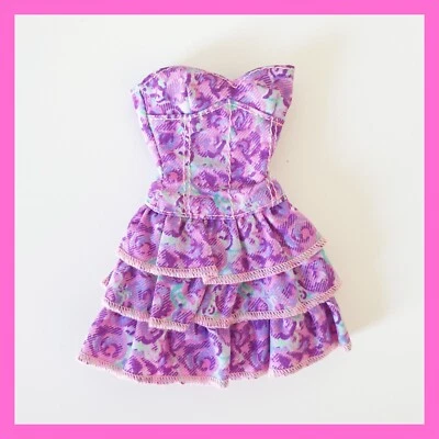 Barbie Stardoll Afroamericana Pretty Love Púrpura Floral Vestido con Volantes Moda Foto 1 de 2