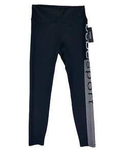 Bebe Mujer Talla L Leggings Negro Ropa Activa Plata Logo Cintura iPod Bolsillo para Llaves - Imagen 1 de 11