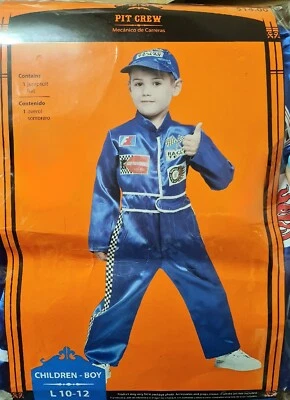 ДЛЯ МАЛЬЧИКОВ РАЗМЕР. Lrg 10-12 PIT CREW ГОНОЧНЫЙ КОМАНДНЫЙ КОСТЮМ ПРИТВОРЯТЬСЯ ИГРАТЬ ~ НОВЫЙ / НОВЫЙ ИЗ СТАРЫХ ЗАПАСОВ - Изображение 1 из 4