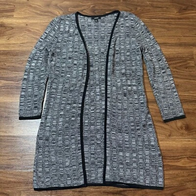 Cárdigan Alfani manga 3/4 frente abierto gris negro para mujer talla pequeña mezcla de algodón Foto 1 de 4