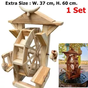 Teak Wood Handmade Water Turbine Chingcha Fountain Waterfall Decoration Garden G - Picture 1 of 9