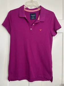 American Eagle Outfitters Women’s Fitted Polo Shirt Large Fuchsia Pink AEO - Picture 1 of 11