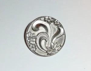 Hermoso botón de vástago de metal con motivo de flor - botón de flor de plata mate de 1' - Imagen 1 de 7