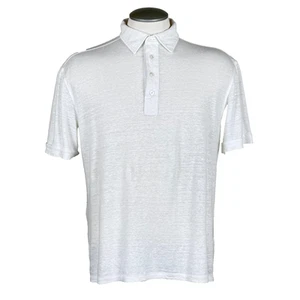 Ermenegildo Zegna Premium Linen Polo Shirt White Size L 52 EU Fits M - Picture 1 of 10