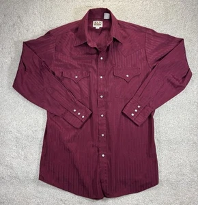 Camicia VINTAGE Ely Cattleman uomo media rossa perla snap metallizzata fantasia western - Foto 1 di 9