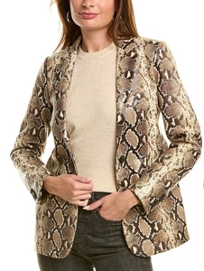 THE KOOPLES Snakeskin Effect Leather Jacket sz 40Fr Python Print Blazer $1K - Picture 1 of 9