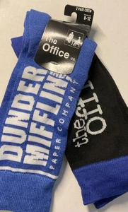 NEW MENS "THE OFFICE TV SHOW SERIES PROGRAM 2 PAIR CREW SOCKS" Shoe Size 8-12 - Picture 1 of 1