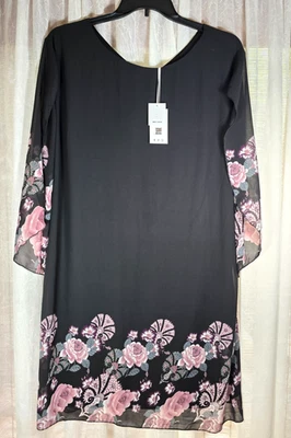 NWT Grace Karin Black Sheer Lined Floral Split Sleeve Dress Size 4X - Image 1 of 4