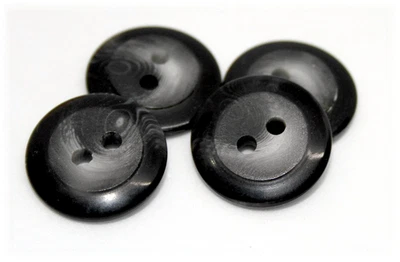 Buttons Marble Look Inset Black Two Hole Vintage 2 cm Set x 4 - image 1 of 4