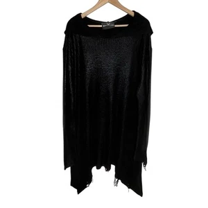 Killstar Unisex Creed Foil Knit Hoodie 4XL Black Distressed Grunge Goth Witchy - Picture 1 of 13