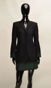 Versus Gianni Versace Vintage 90's Wool Black Green Wrap Skirt Suit Size 26/40 - Picture 1 of 16