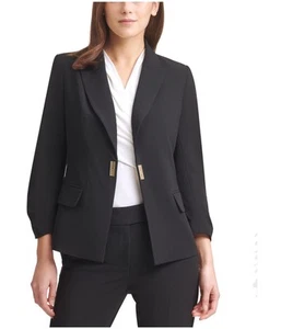 DKNY Womens Logo Clasp Blazer Jacket, Black, Petite, 10P - Picture 1 of 1