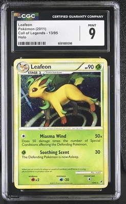 CGC 9 MINT Leafeon 2011 Call of Legends 13/95 Holo Pokemon Card - Image 1 of 2