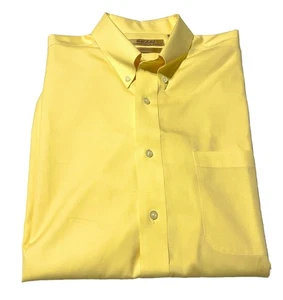 Men’s Roundtree Yorke Yellow Large Non Iron Button Down Shirt Short Sleeve - Picture 1 of 6