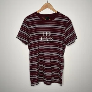 Lee Jeans Men's Burgundy Striped Crew Neck Casual T-Shirt Size M - Picture 1 of 5