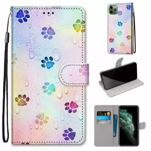 For iPhone 11 12 Pro Max XR XS X 6 7 8 SE 2020 Footprint Flip Wallet Phone Case - Picture 1 of 12