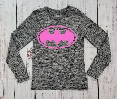 Top de rendimiento Batman gris manga larga rosa intenso con logotipo para mujer M Foto 1 de 4