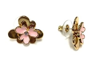 Kate Spade NY Blush Pink/Gold Pansy Blossoms Flower Earrings. - Picture 1 of 4
