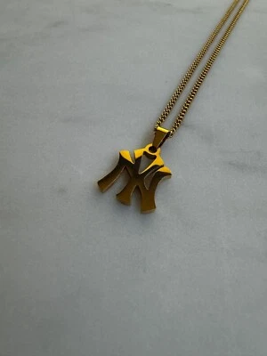 Collar New York Yankees - Chapado en Oro - Cadena Fina de 20" - MLB - Béisbol - NY Foto 1 de 2