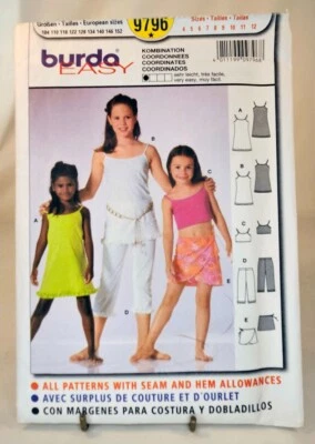 Pattern Girls Tops  Capris  Skirts  Size 4-12 Burda 9796 - Image 1 of 2
