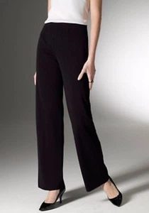 EXCLUSIVELY MISOOK CLASSIC BLACK SILKY KNIT STRAIGHT LEG PULL-ON PANT LN  L - Picture 1 of 3