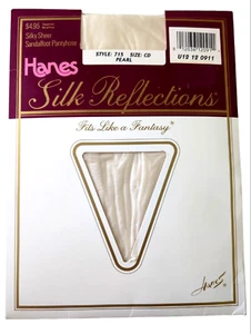 Collant sandalo trasparente Hanes vintage 1989 riflessi seta taglia CD 715 perla - Foto 1 di 3
