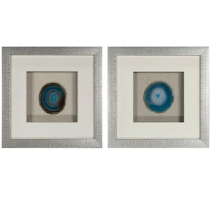 Blue Agate Slice Shadow Box Wall Décor (2 Piece Set) - Picture 1 of 12