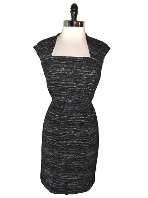 ADRIANNA PAPELL Size 12 Sheath Dress Black Ivory Cap Sleeve - Image 1 of 4
