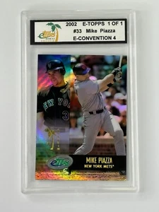 MIKE PIAZZA 1/1 2002 E-TOPPS E-CONVENTION REFRACTOR NEW YORK METS ENCASED - Picture 1 of 2