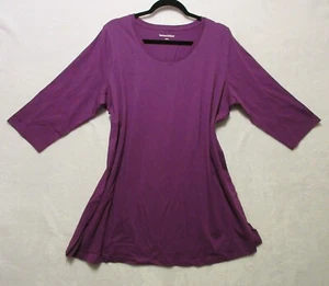 Woman Within T-Shirt Women's Plus Size Large (18/20) Purple Tunic 3/4 Sleeve Top - Picture 1 of 11