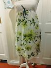 United colors of Benetton linen cotton green floral strapless y2k dress medium