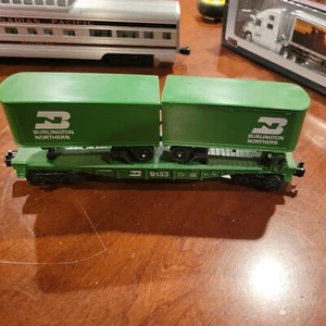Lionel 9133 Spur O Burlington Northern Flachwagen mit Anhängerwagen - Bild 1 von 8