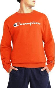 CHAMPION MEN'S MEDIUM SPICY ORANGE POWERBLEND FLEECE CREW SWEATSHIRT, NEW! - Picture 1 of 6