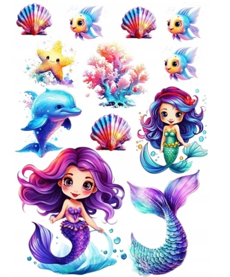 Essbar Meerjungfrau Meer Tortenaufleger Torte  Geburtstag Zuckermasse + TEXT - Bild 1 von 2