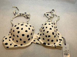 Women's Lightly Lined Ruffle Trim Bikini Top - Shade & Shore™ Polka Dot Sz: 36B - Picture 1 of 3