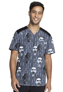 Star Wars Cherokee Scrubs Tooniforms Darth Vader Mens V Neck Top TF713 SRBM - Picture 1 of 7