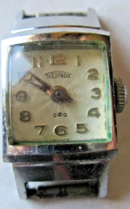 VINTAGE TECHNOS LADIES 14MM SQUARE CASE, WORKING, 197108, NO BAND, USED - Picture 1 of 2